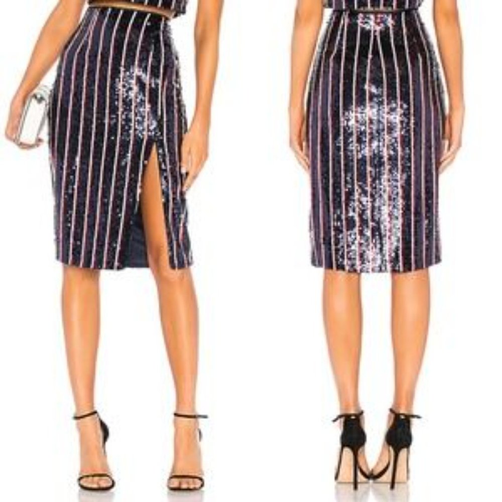 Lovers + Friends Sequin Raine Crop Top Skirt Set